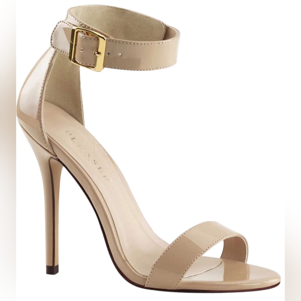 Pleaser Cream Block Heel Sandals